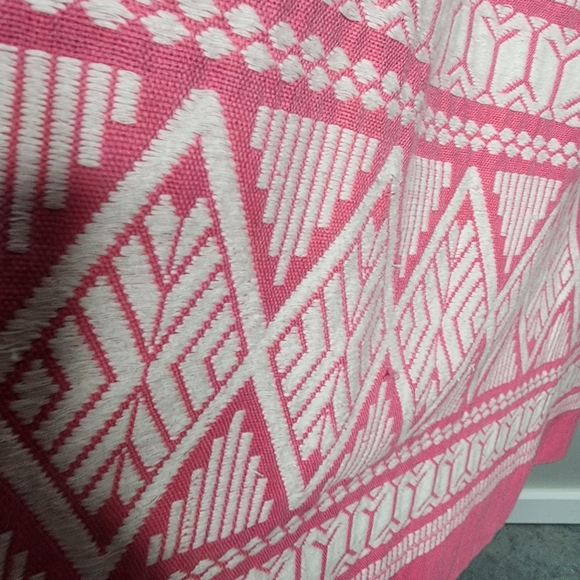 Vintage Pink Guatemalan Embroidered Huipil-Style Cotton Midi Dress M/L - Picture 9 of 14
